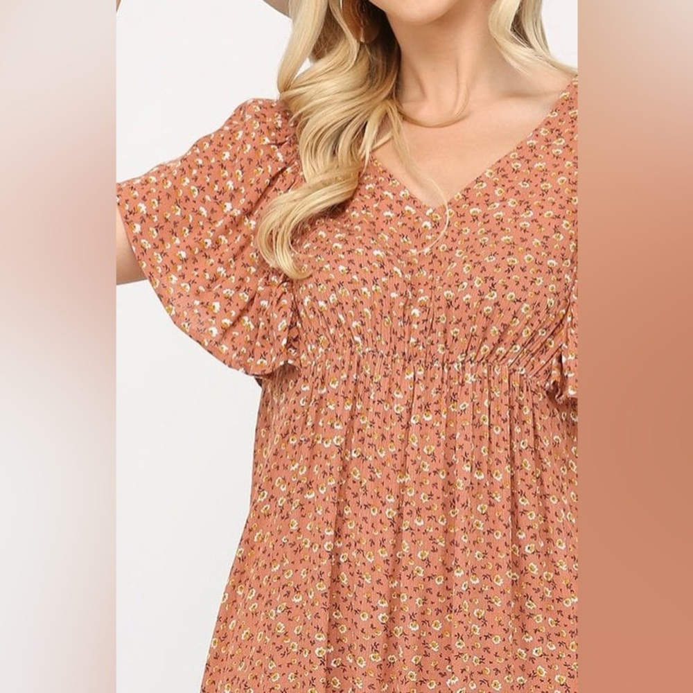 GIGIO boho mustard floral print dress - Picture 4 of 11